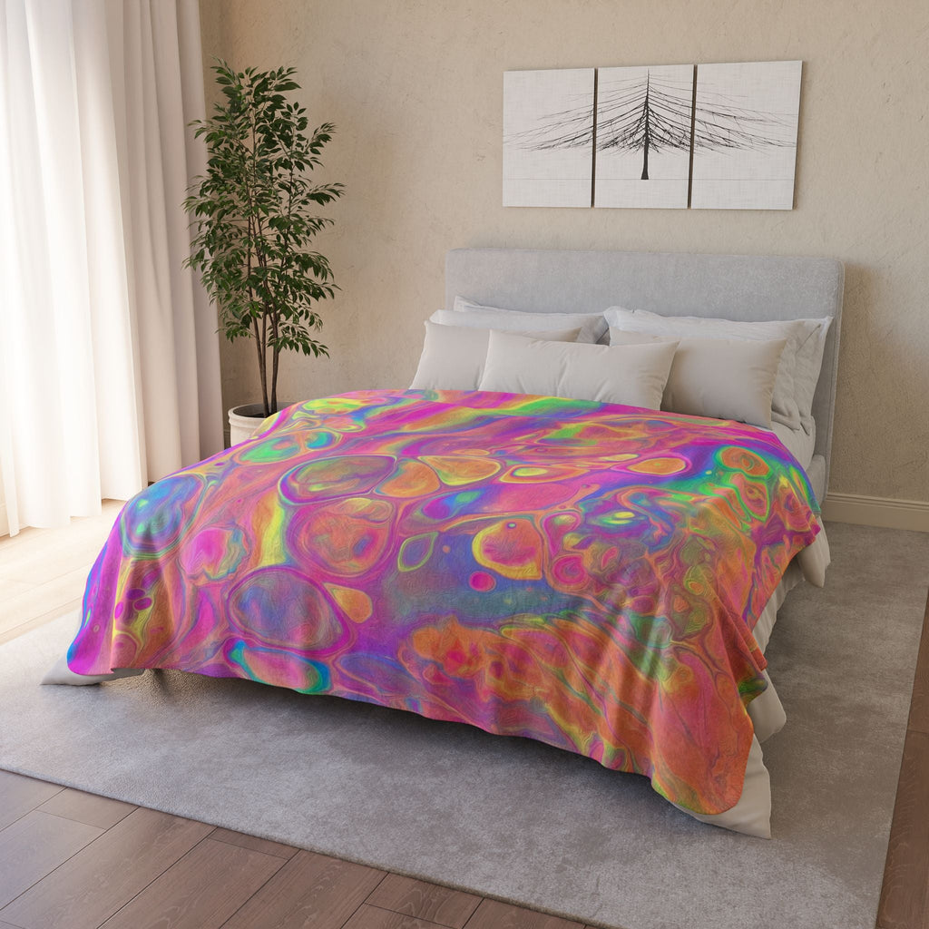 Bespattered Facade Rainbow Sherbet Fleece Sherpa Blanket | 2 Colors & Sizes