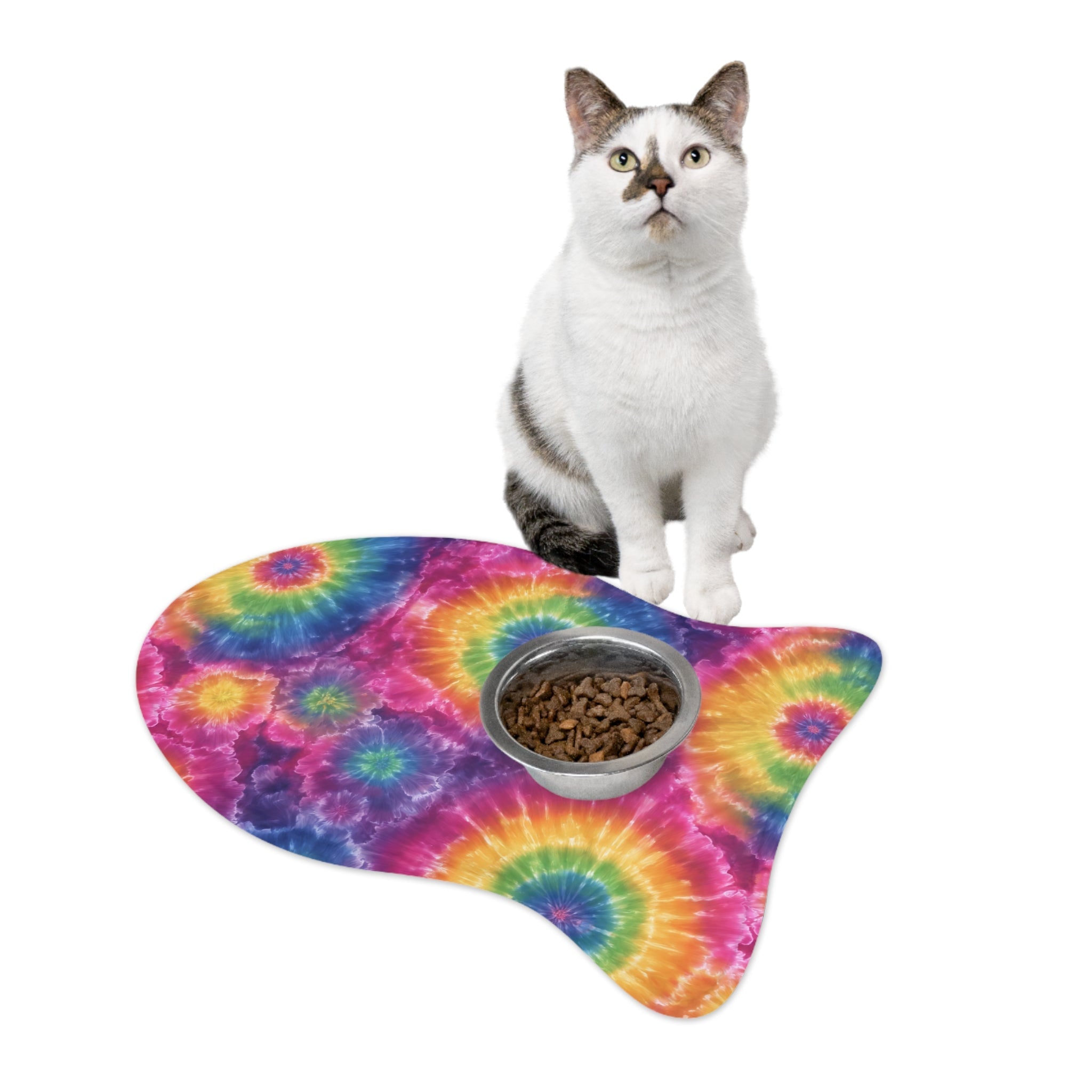 Bespattered Facade Rainbow Tie Dye Pet Feeding Mats (3 Shapes)