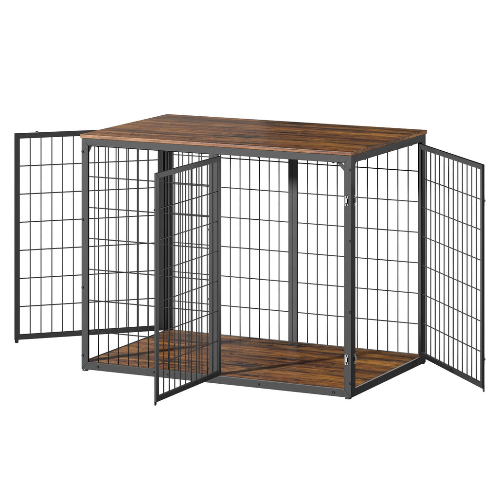 47'' Dog Crate Dog Cage Furniture with 3 Doors,for Large & Medium Dogs.Rustic Brown