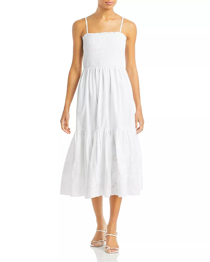 Aqua Sleeveless Smocked Eyelet Dress, Size Small