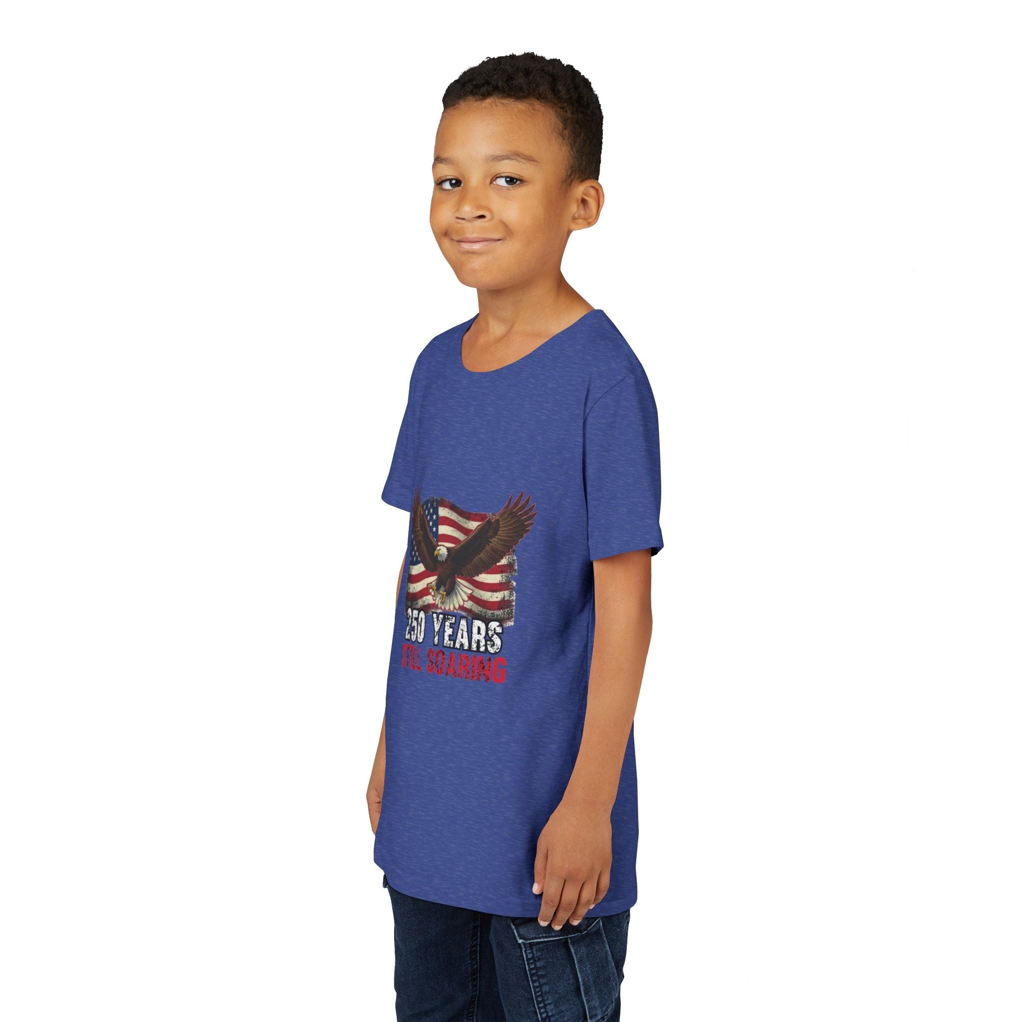 Youth Tee - "250 Years Still Soaring" Eagle American Flag Patriotic T‑Shirt