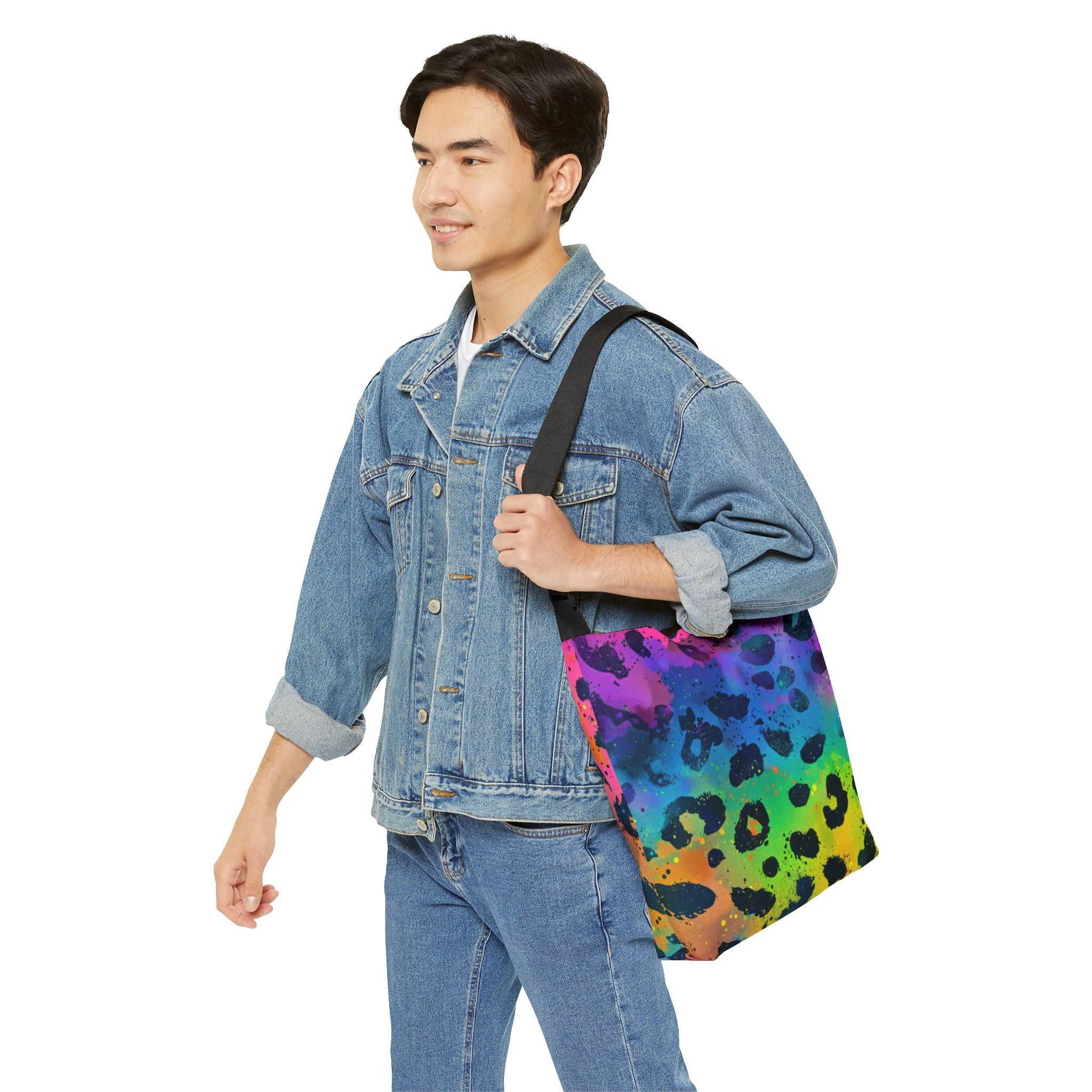 Bespattered Facade Neon Leopard Adjustable Tote Bag | 2 Sizes