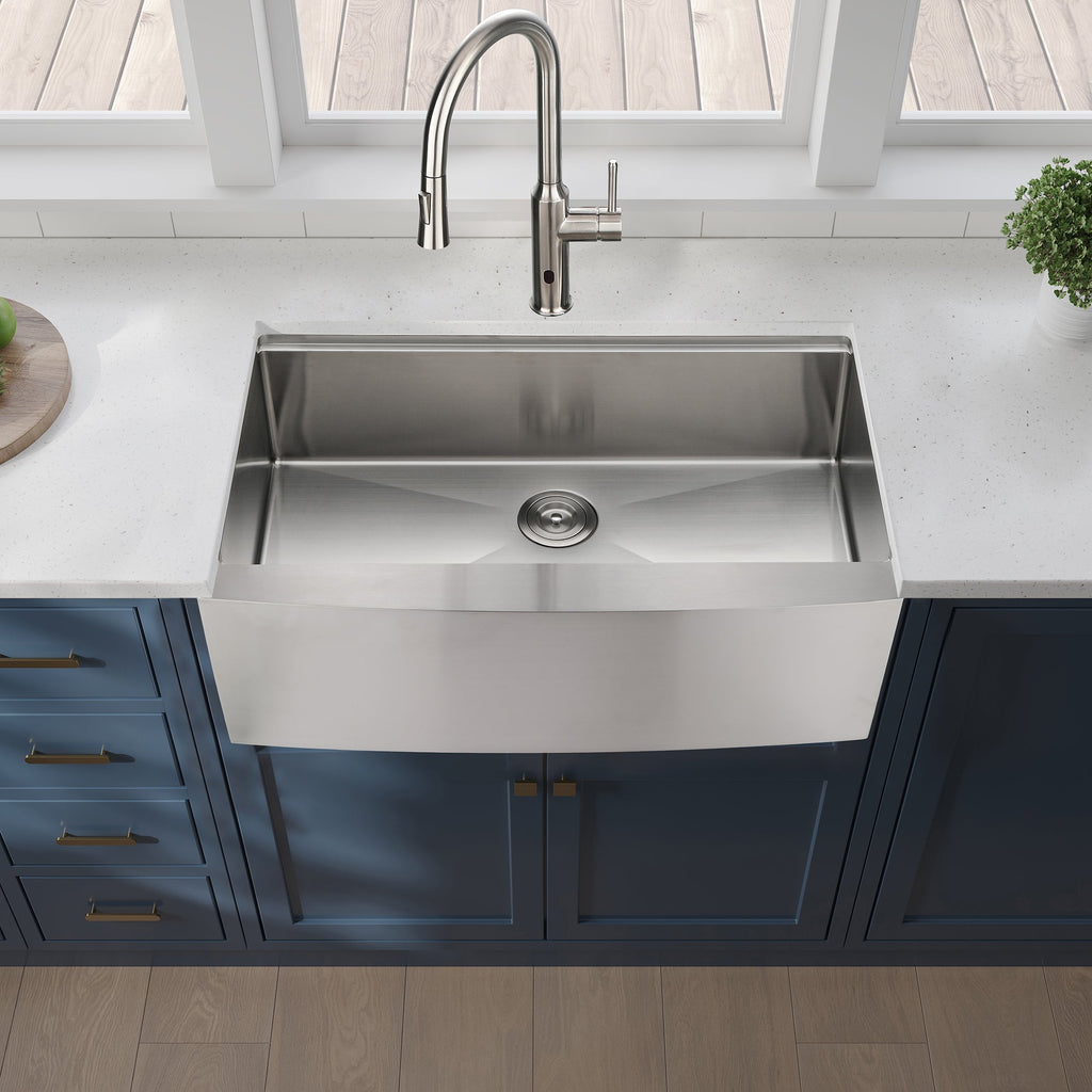 33x22x10'Farmhouse Apron Single Bowl Stainless Steel Kitchen Sink with Workstation