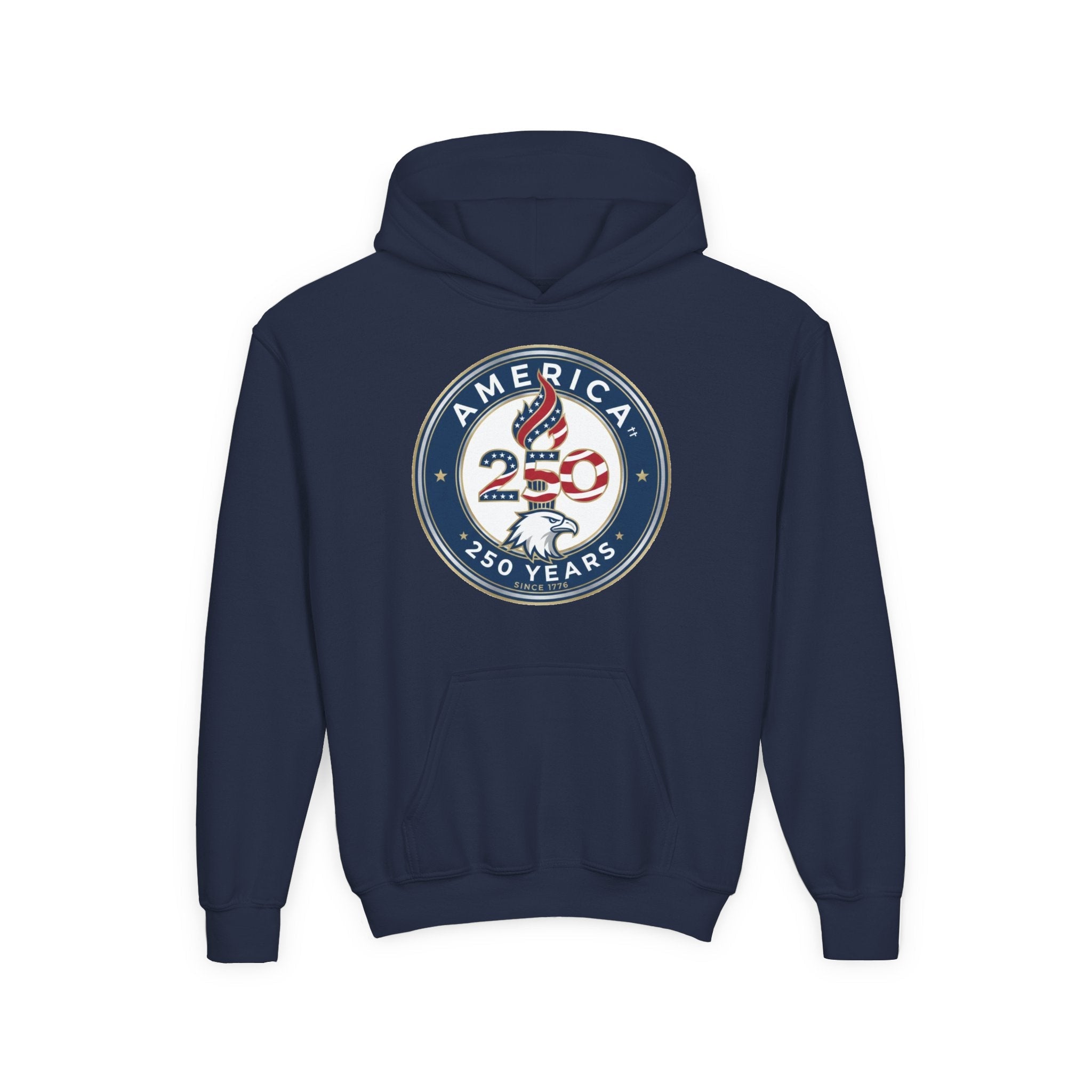Youth Hoodie - America 250 Years Patriotic Emblem