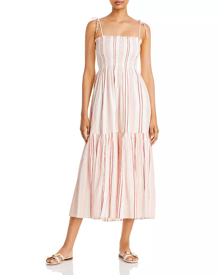 Joie Womens Jailene Striped Smocked Maxi Dress - Pink Multicolor, Size XXS