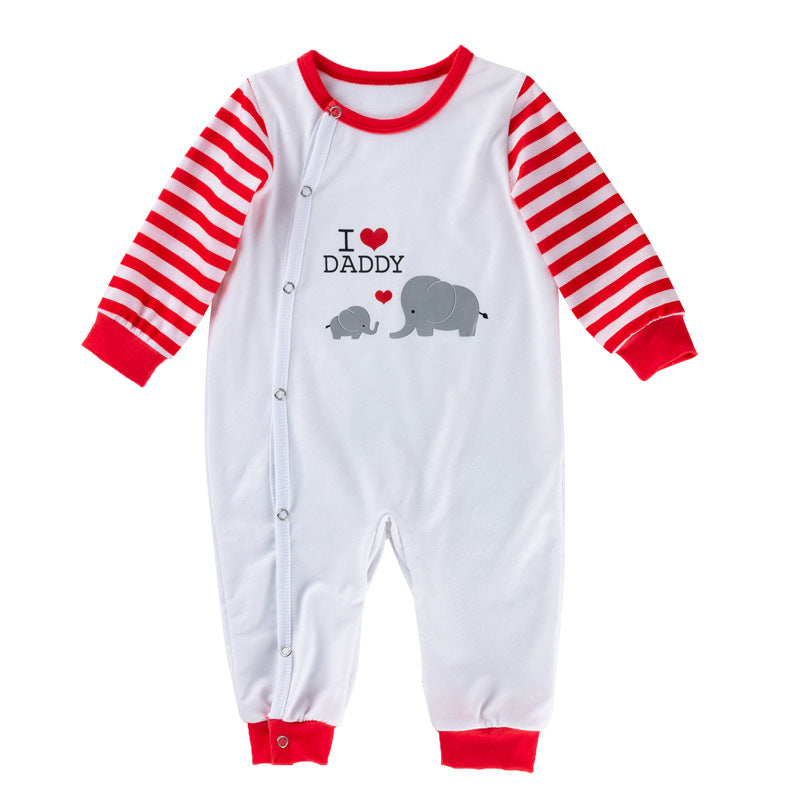 New Father's Day Baby Outfit: Red Striped Cotton Romper