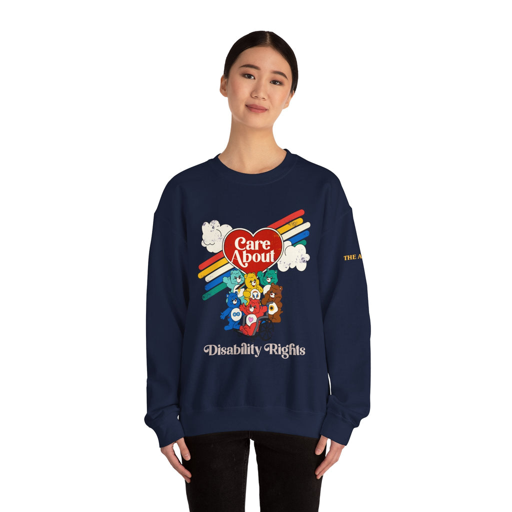 Care About Disability Rights - Retro 80s Vibe - Unisex Heavy Blend™ Crewneck Sweatshirt