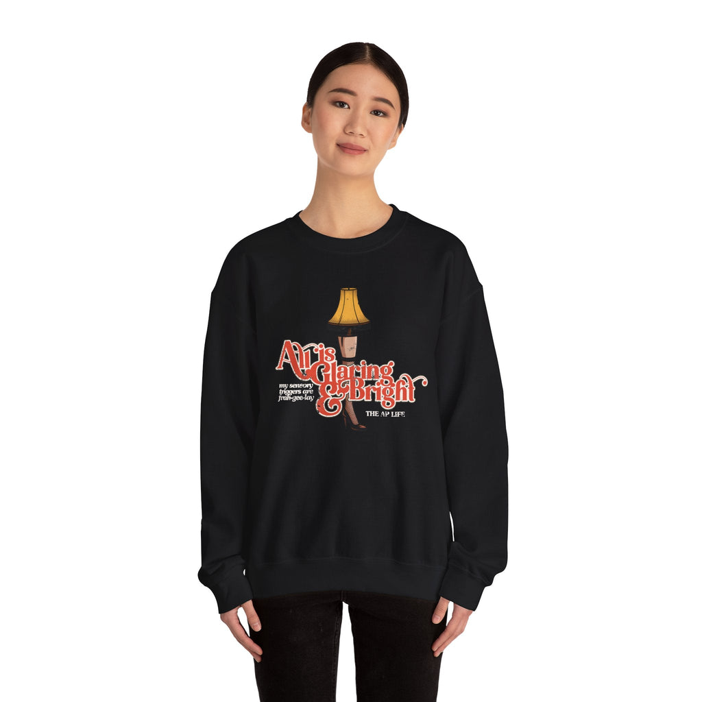 All is Glaring & Bright - Leg Lamp - Sensory Triggers - Unisex Heavy Blend™ Crewneck Sweatshirt