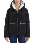 Bagatelle Zippered Pocketed Utility Faux Fur Water Resistant Jacket, Size Medium