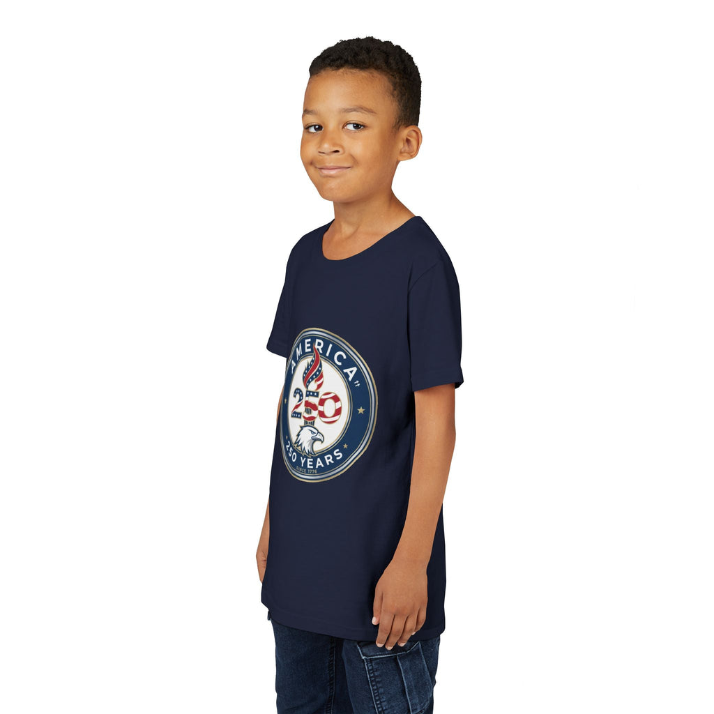 Youth Tee - America 250 Anniversary Patriotic Logo Kids T-Shirt (America 250 Years)