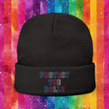 Bespattered Facade Protect the Dolls LGBTQ+ Pride Trans Support Embroidered Knit Beanie