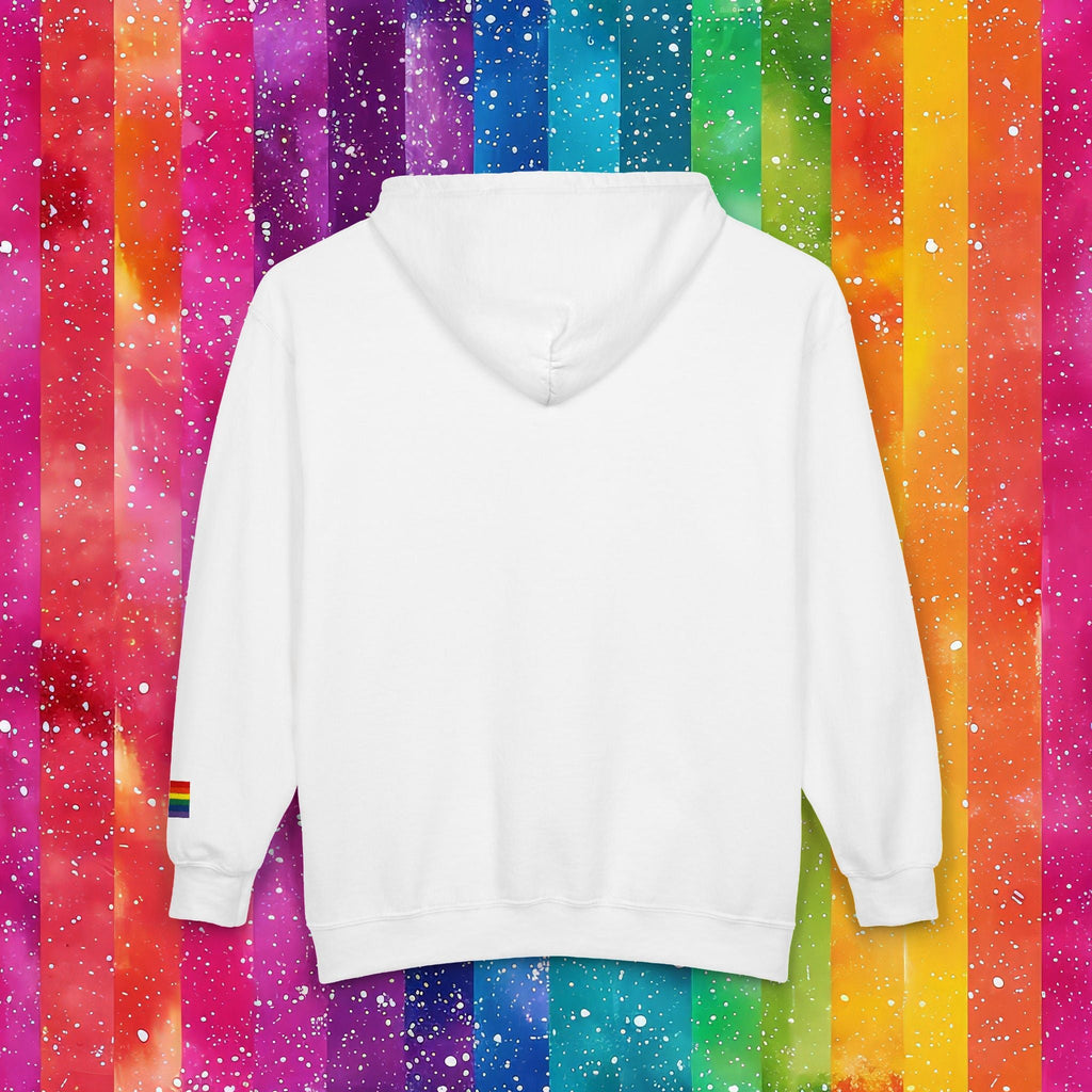 Bespattered Facade Rainbow Proud LGBTQ+ Pride Embroidered Full-Zip Hoodie