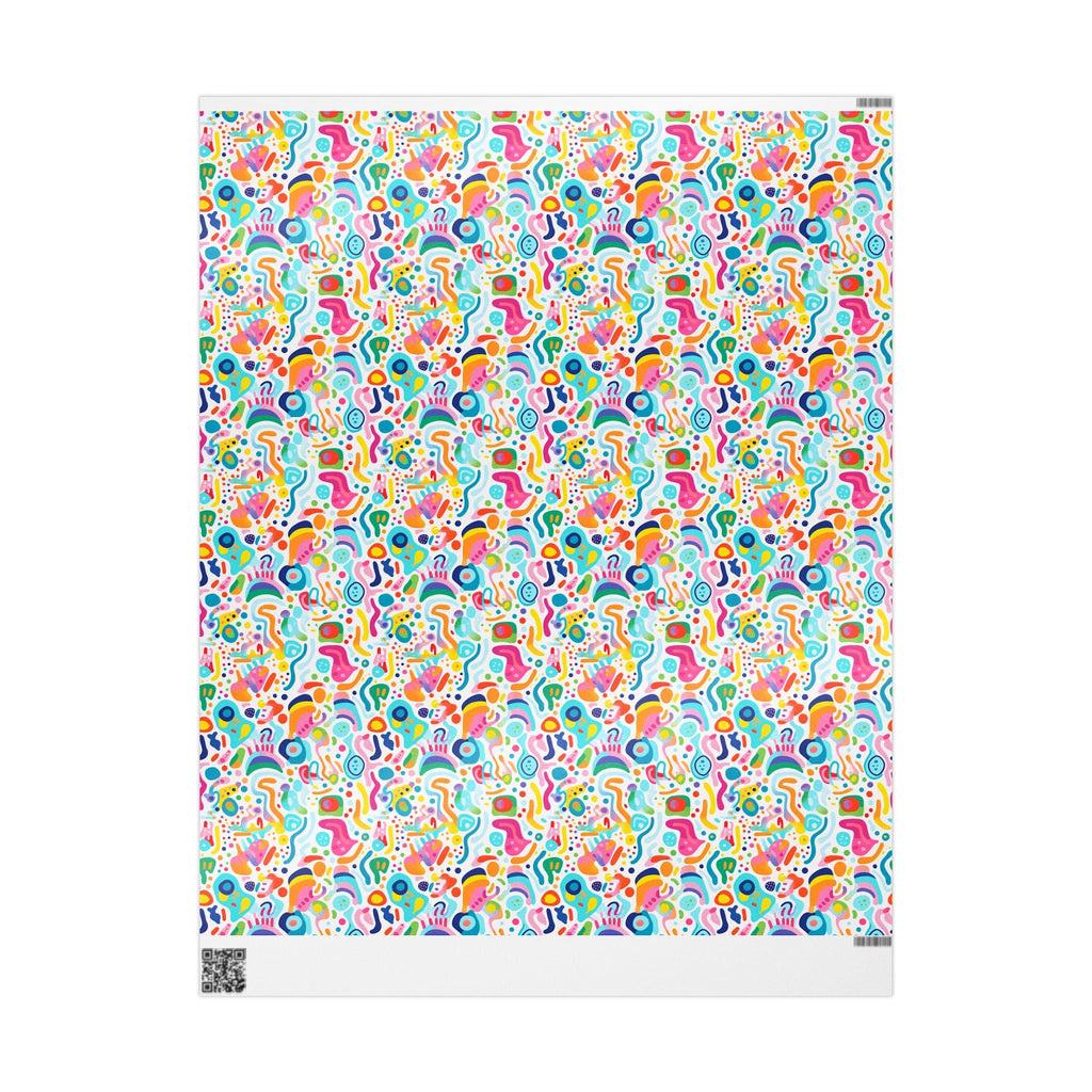 Bespattered Facade Rainbow Doodles Wrapping Paper | Three Sizes | Glossy or Matte