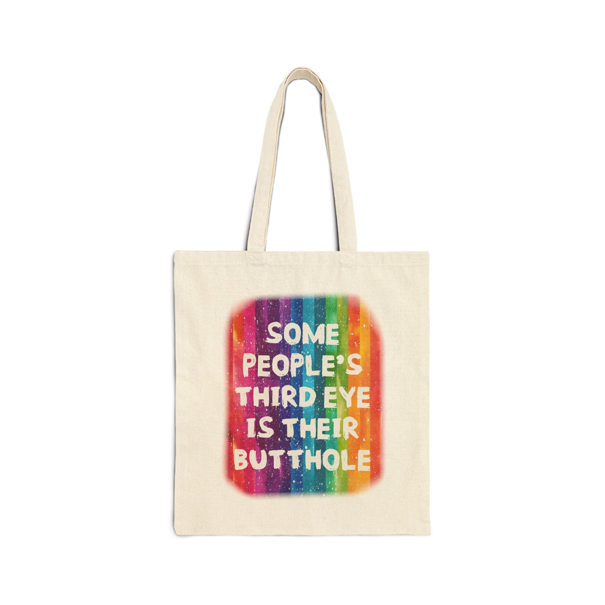 Bespattered Facade Rainbow "Third Butthole Eye" Canvas Tote Bag Reusable Carryall