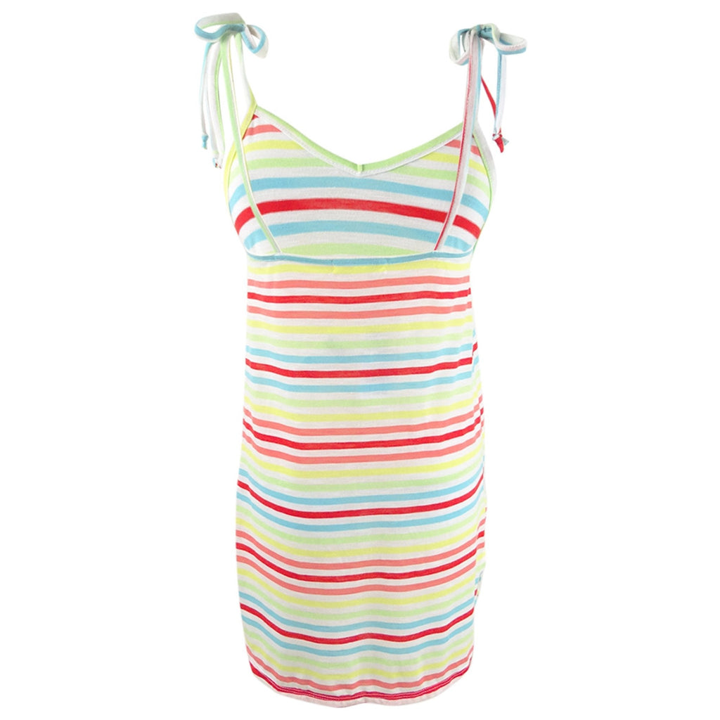 Miken Womens Striped Tie-Shoulder Tank-Dress Swim Cover-Up, Size Medium