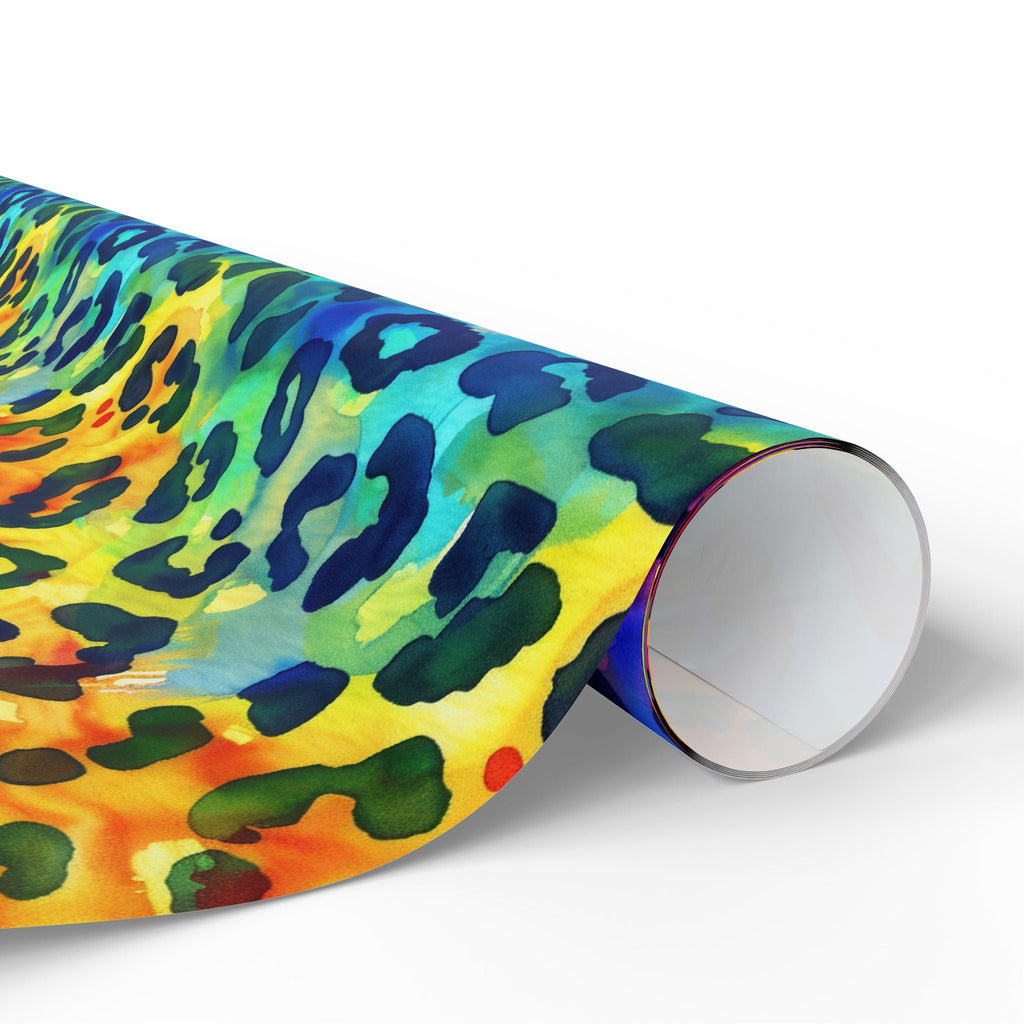 Bespattered Facade Rainbow Watercolor Leopard Wrapping Paper | Three Sizes | Glossy or Matte