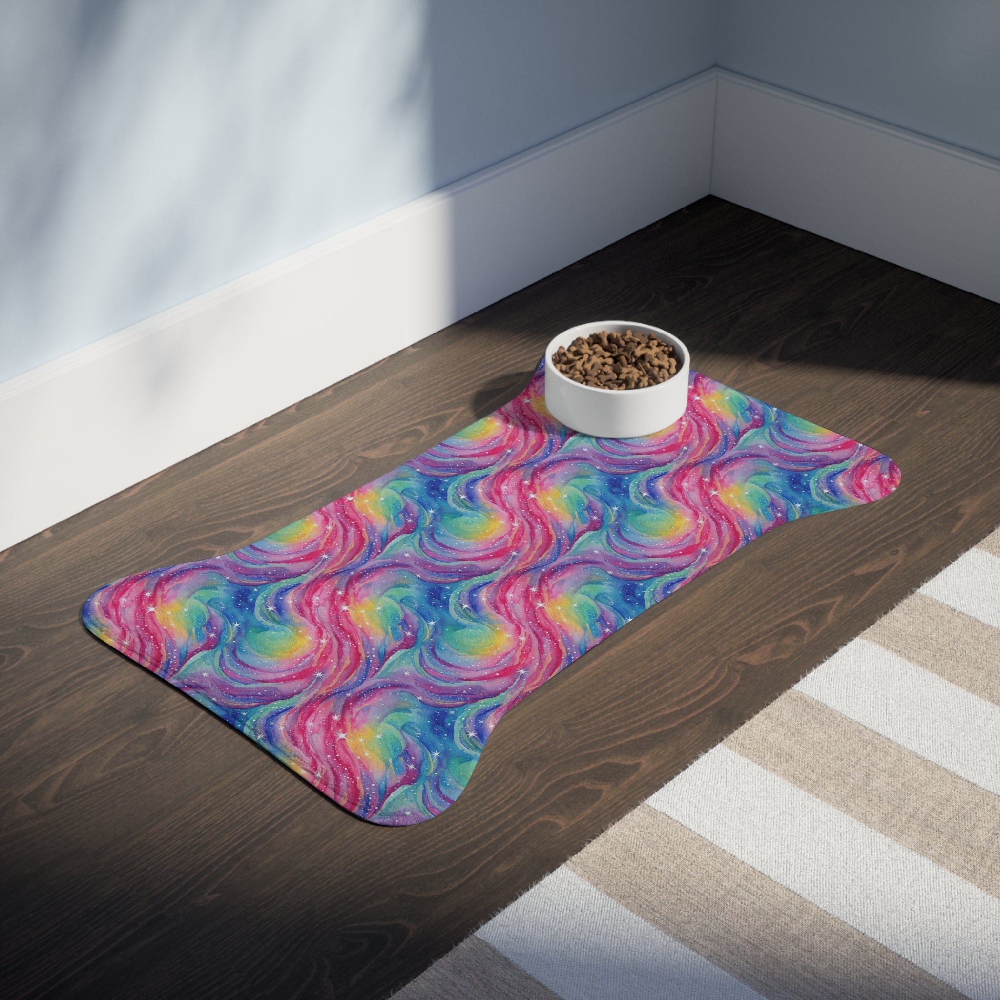Bespattered Facade Rainbow Nebula Pet Feeding Mats (3 Shapes)