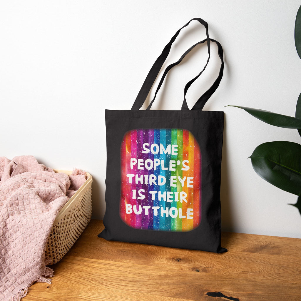 Bespattered Facade Rainbow "Third Butthole Eye" Canvas Tote Bag Reusable Carryall