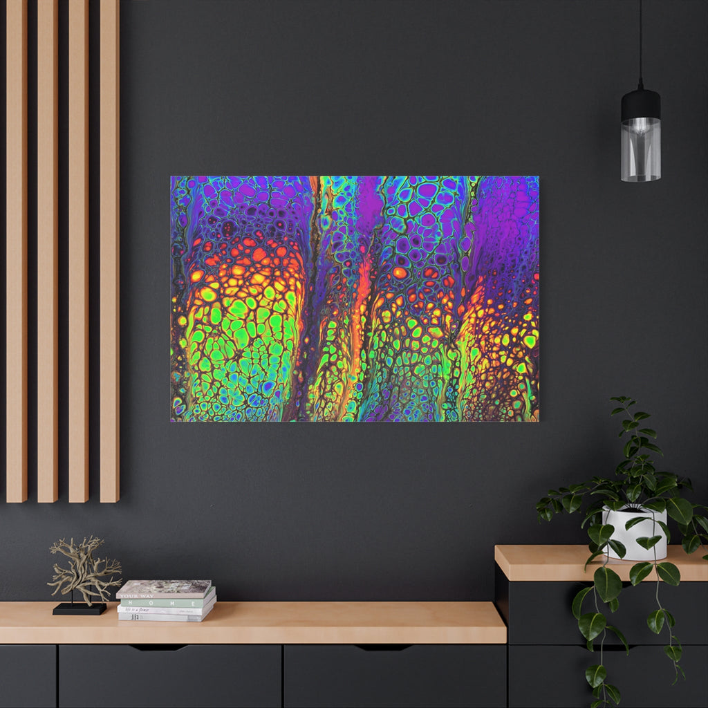 Bespattered Facade Neon Lava Stretched Matte Canvas Art Prints | Multiple Sizes