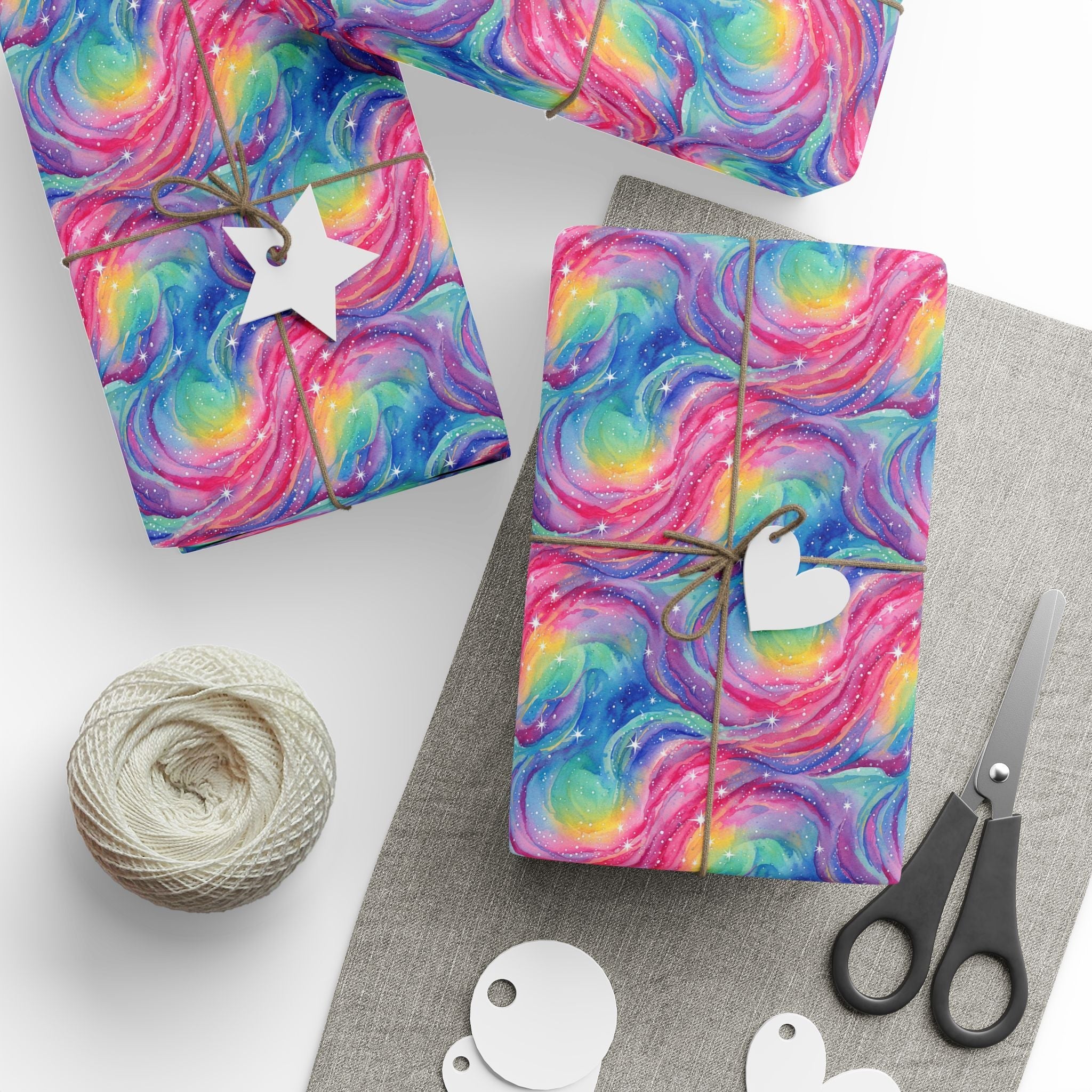 Bespattered Facade Rainbow Nebula Wrapping Paper | Three Sizes | Glossy or Matte
