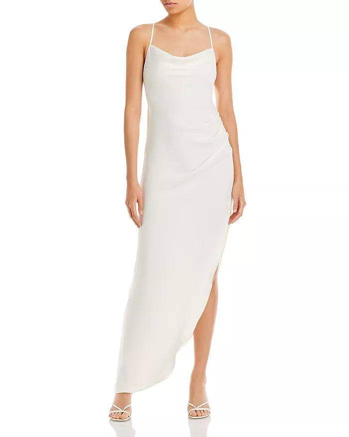 Aqua Womens Halter Cowl Neck Maxi Dress
