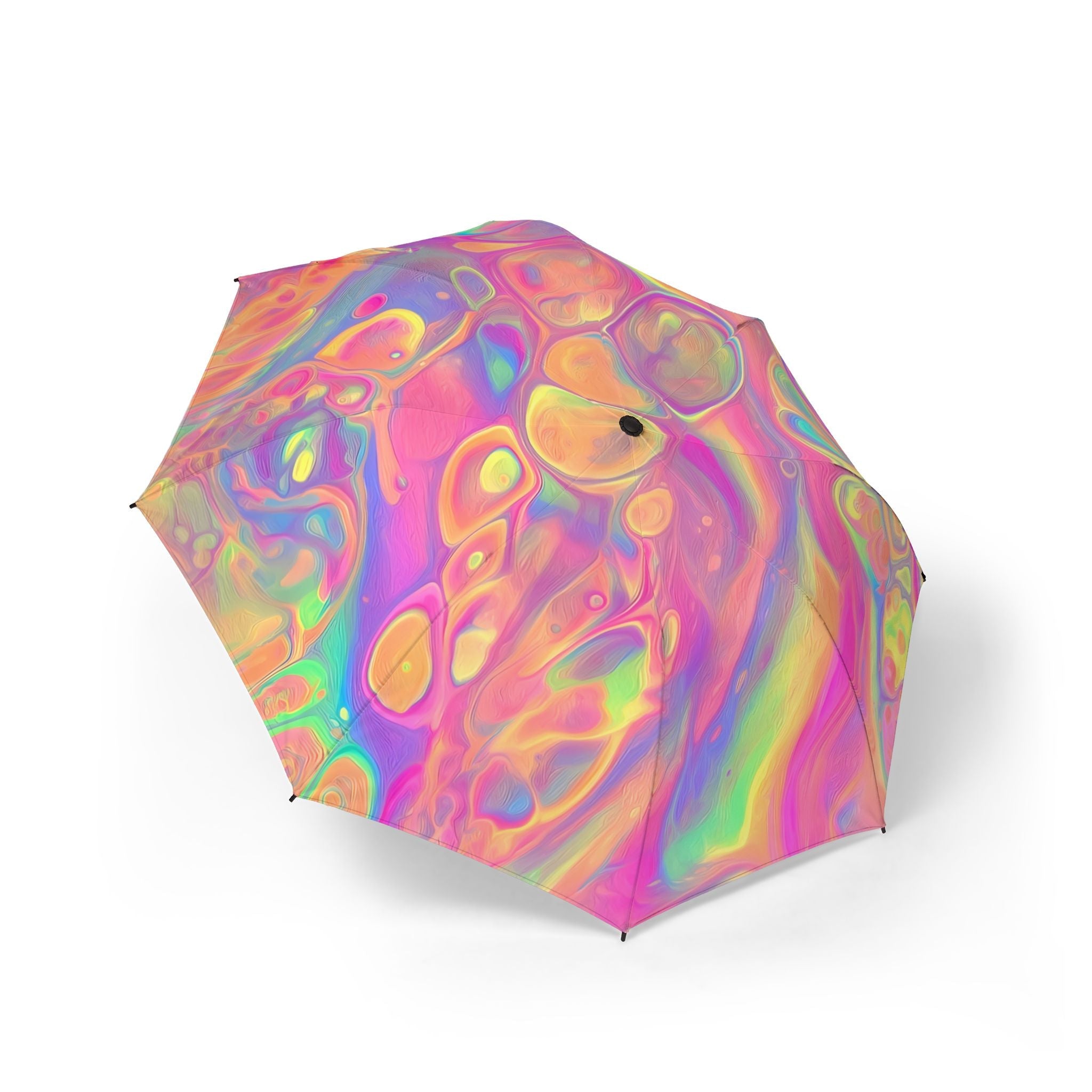Bespattered Facade Rainbow Sherbet Foldable Umbrella — Compact Semi-Automatic Rain Parasol