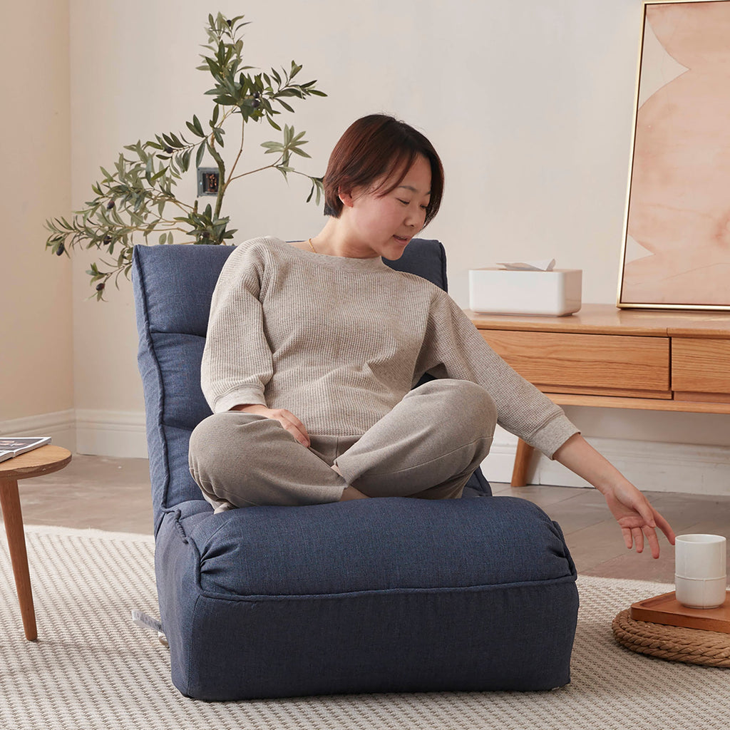 Single sofa reclining chair Japanese chair lazy sofa tatami balcony reclining chair leisure sofa adjustable chair,Navy