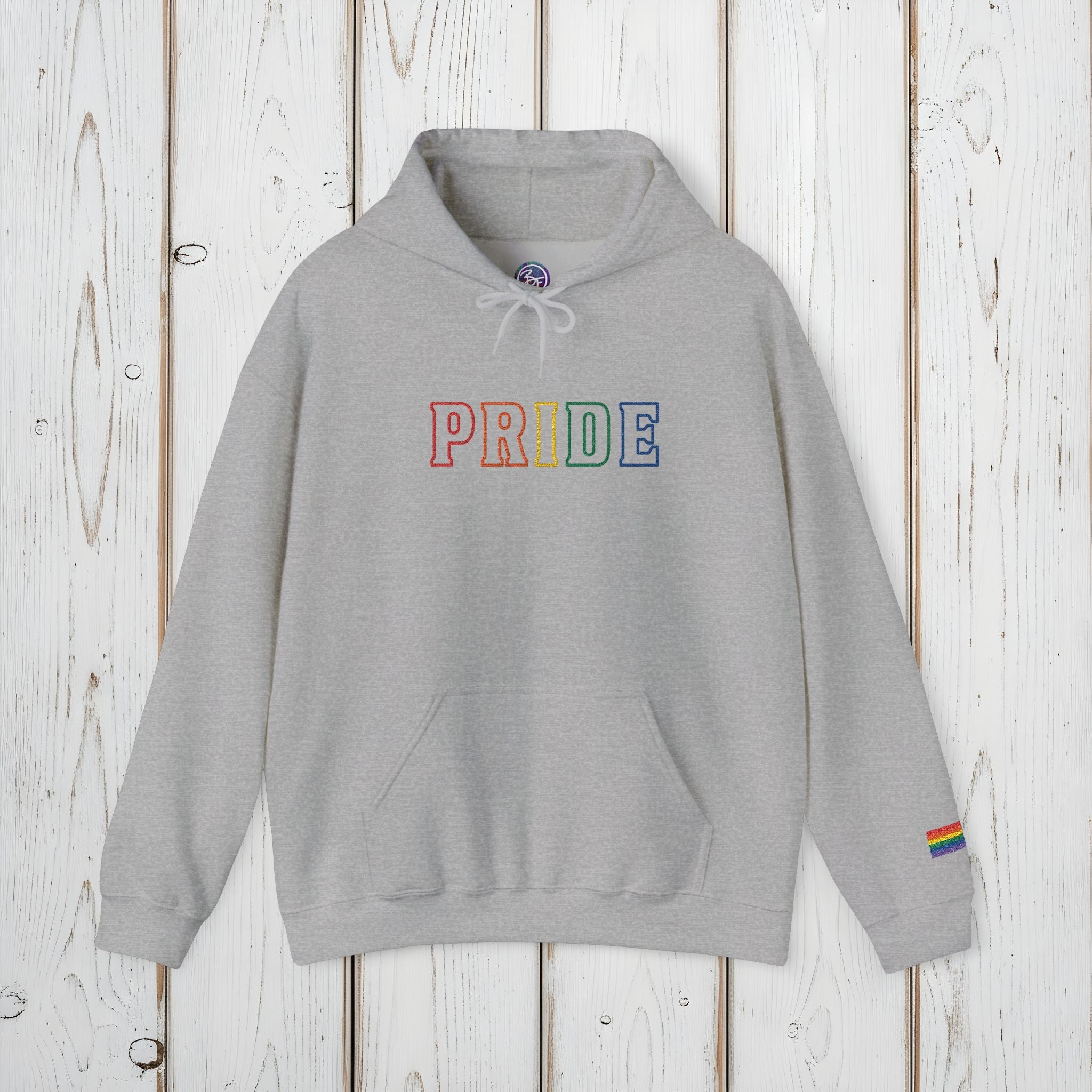 Bespattered Facade Pride Rainbow LGBTQ+ Embroidered Unisex Heavy Blend™ Hooded Sweatshirt