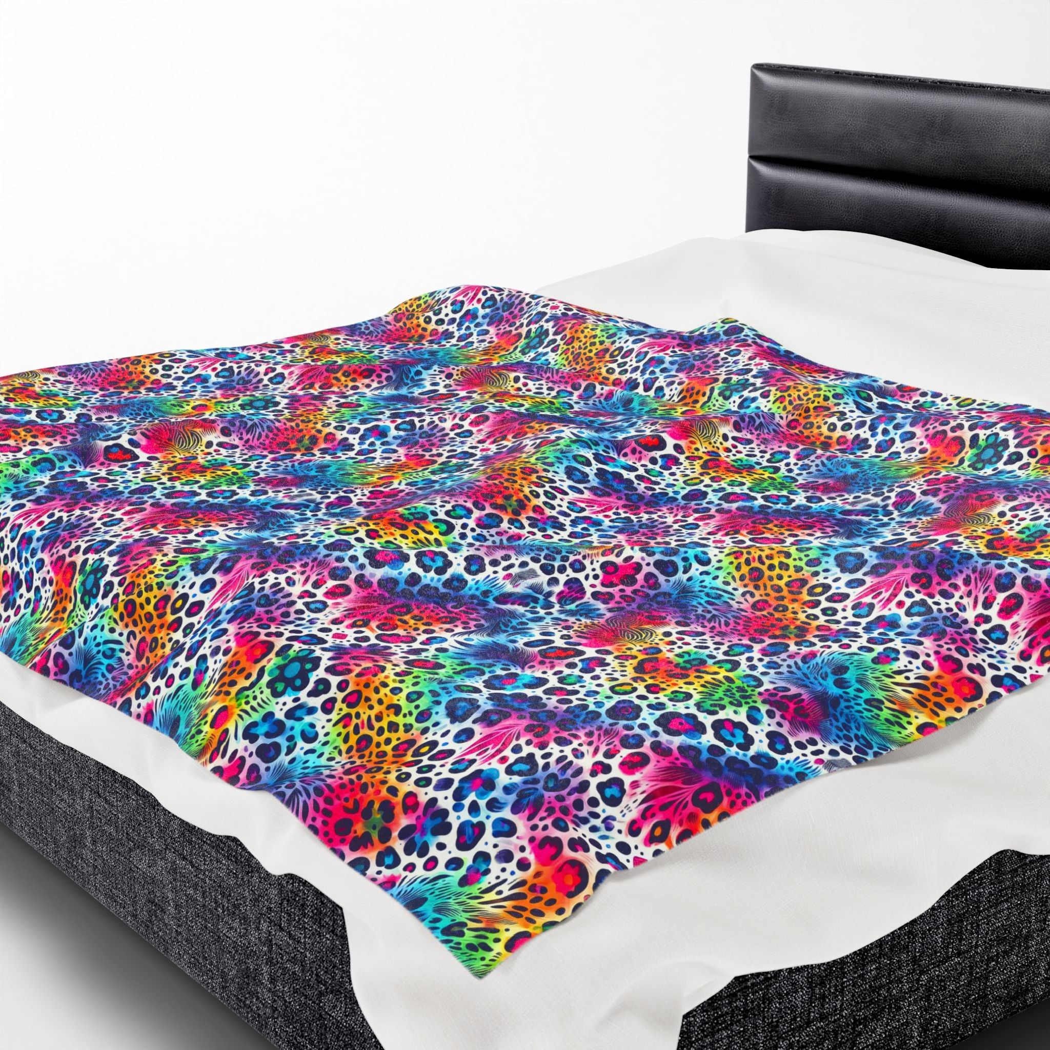 Bespattered Facade Neon Animal Print Velveteen Plush Blanket | 3 Sizes