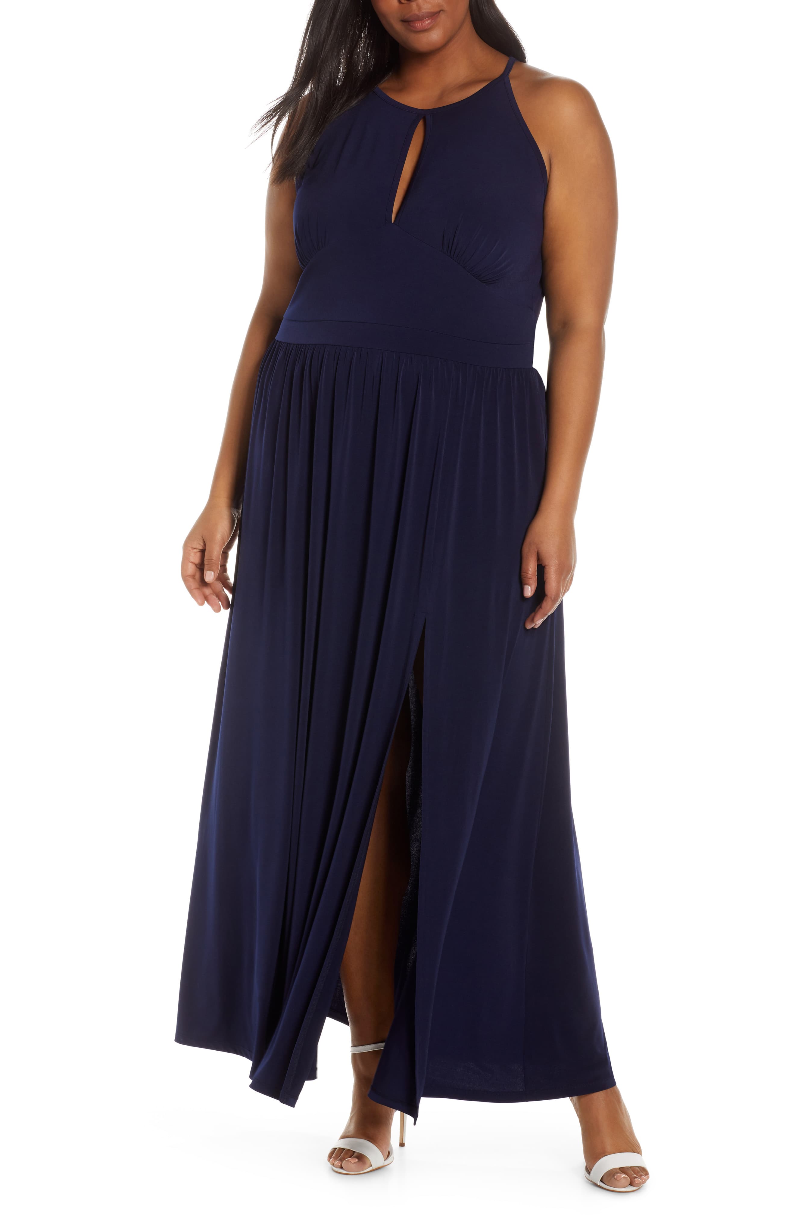MICHAEL Michael Kors Womens Plus Halter Keyhole Maxi Dress