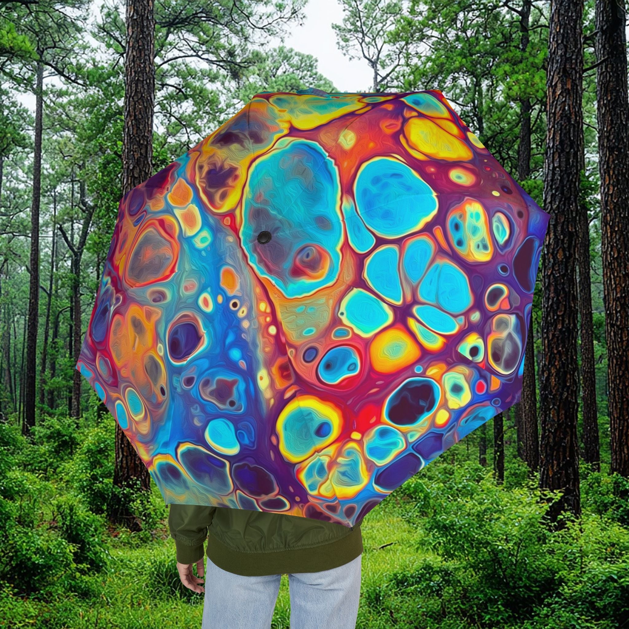 Intergalactic Rainbow Foldable Umbrella — Compact Semi-Automatic Rain Parasol