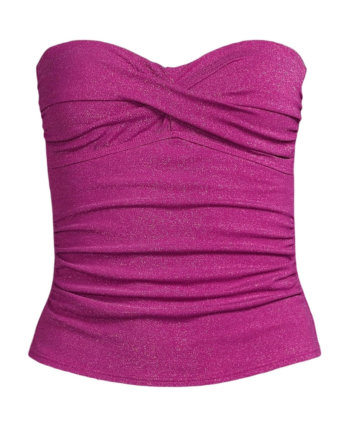 Lands End Womens Shine Wrap Bandeau Tankini Swimsuit Top, Size 2