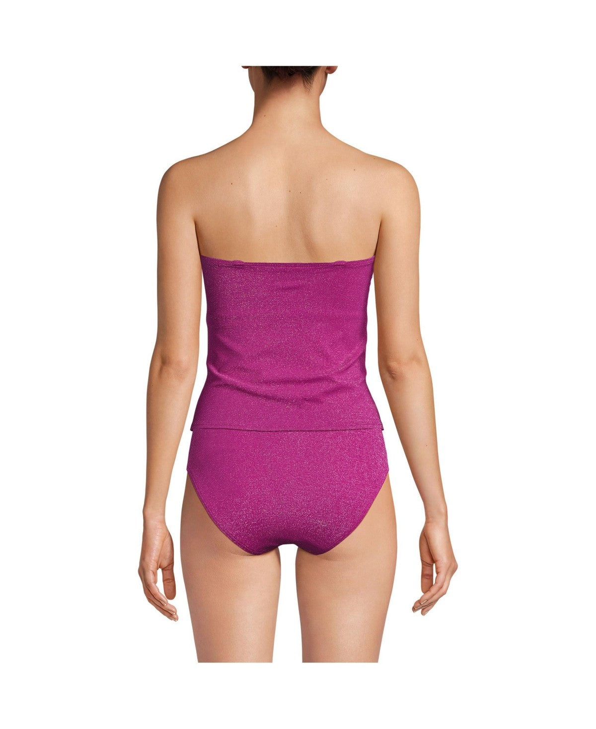 Lands End Womens Shine Wrap Bandeau Tankini Swimsuit Top, Size 2