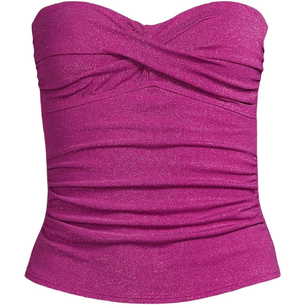 Lands End Womens Shine Wrap Bandeau Tankini Swimsuit Top, Size 2