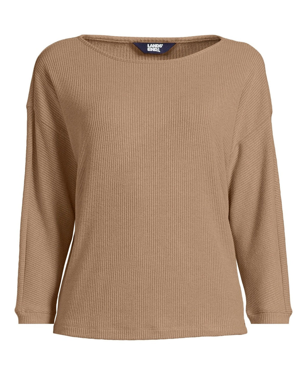 Lands End Womens 3/4 Sleeve Cozy Rib Dolman Top - Large