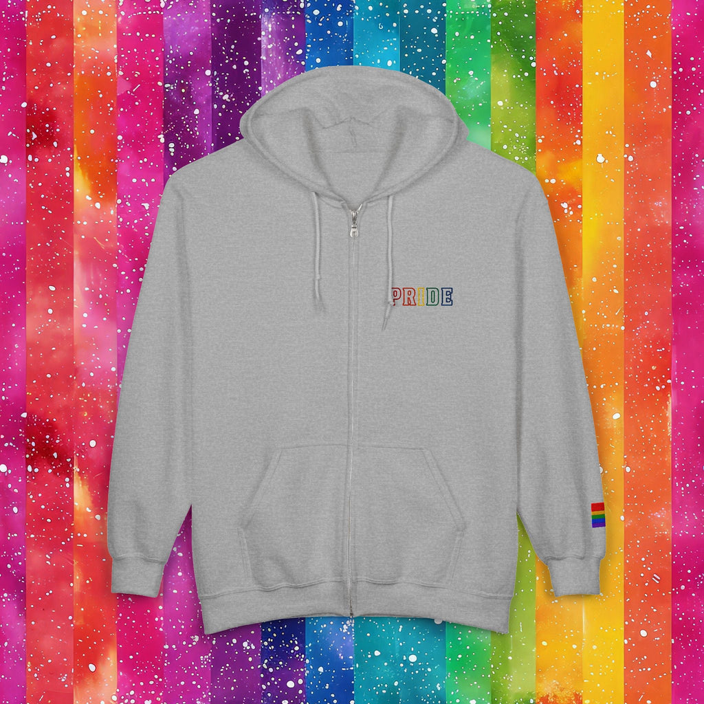 Bespattered Facade Rainbow LGBTQ+ Pride Embroidered Full-Zip Hoodie