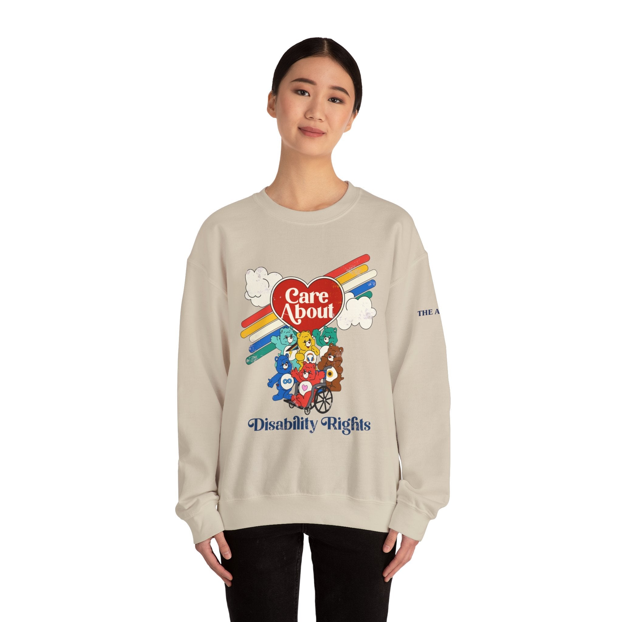 Care About Disability Rights - Retro 80s Vibe - Unisex Heavy Blend™ Crewneck Sweatshirt