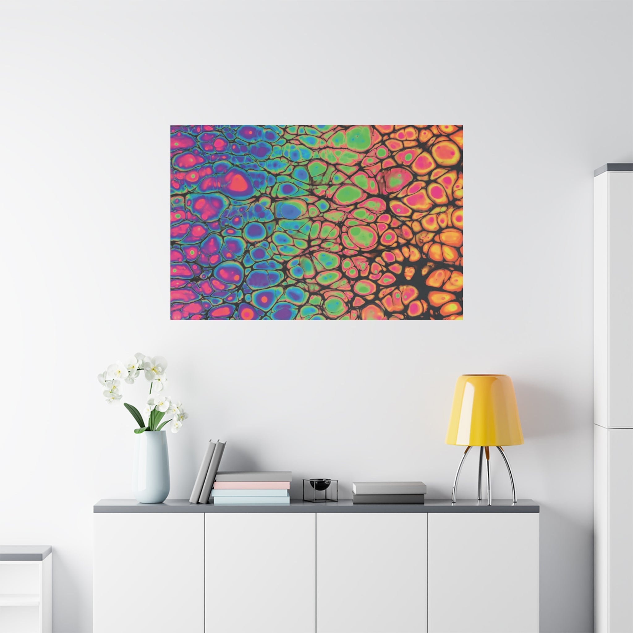 Bespattered Facade Neon Goodness Stretched Matte Canvas Art Prints | Multiple Sizes