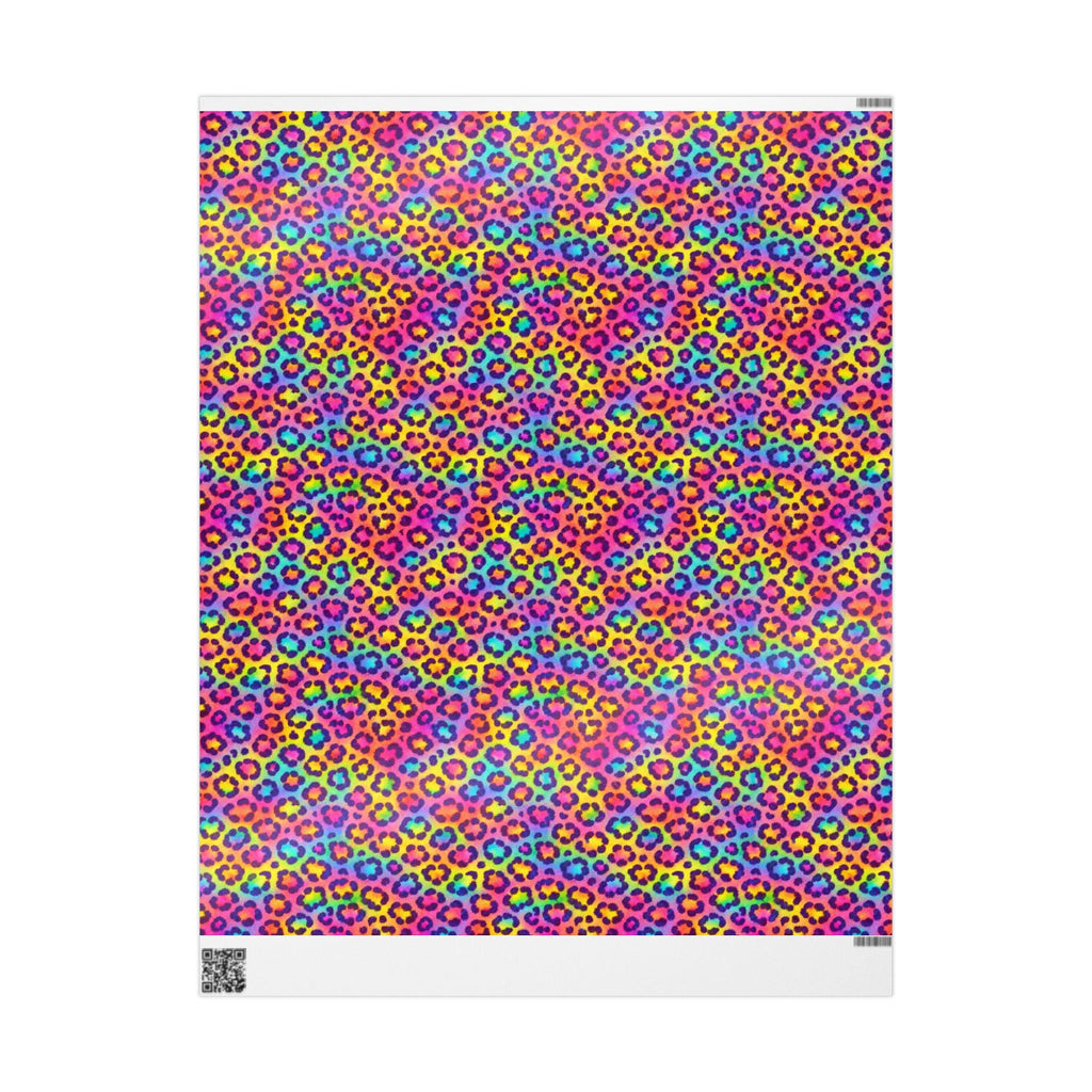 Bespattered Facade Rainbow Leopard Wrapping Paper | Three Sizes | Glossy or Matte