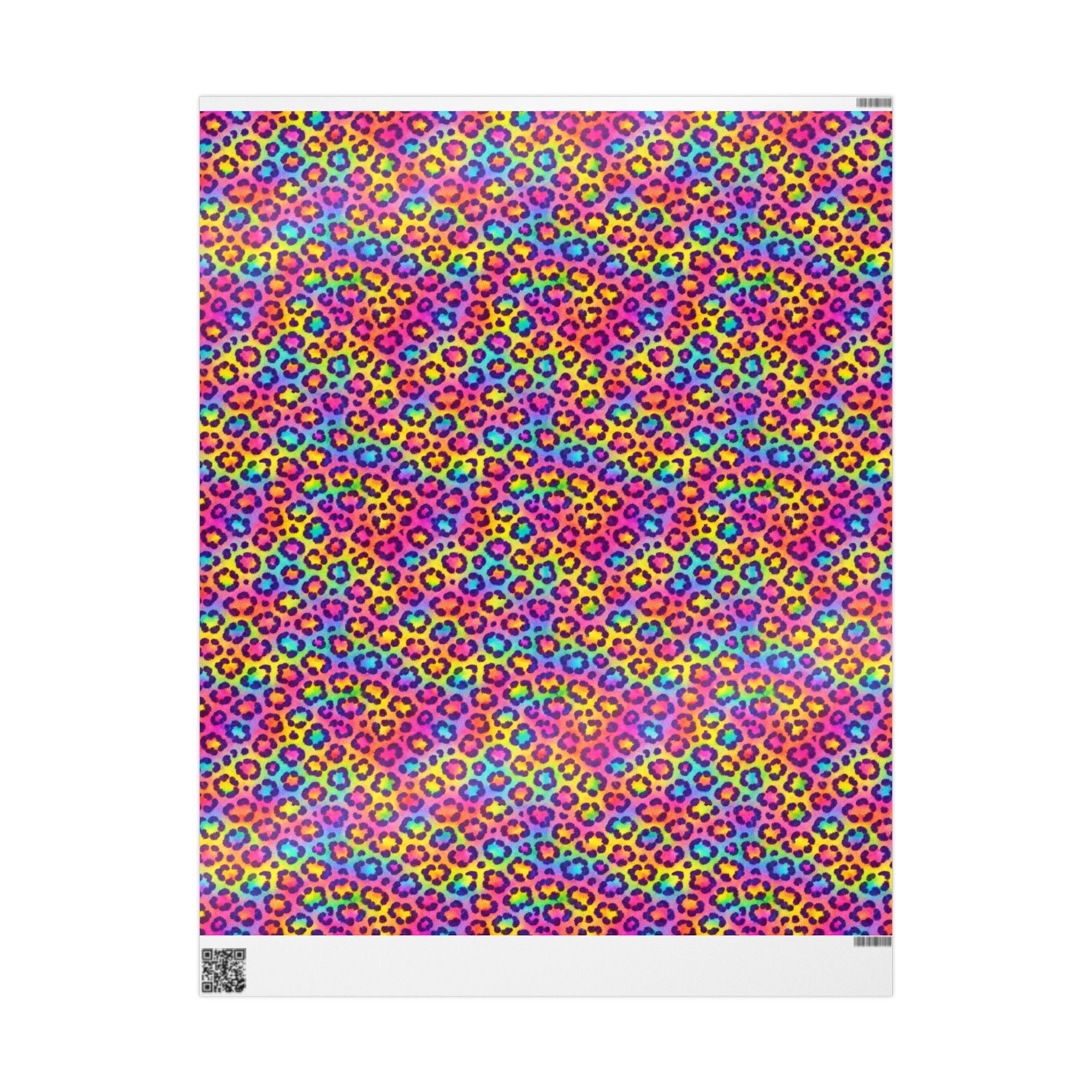 Bespattered Facade Rainbow Leopard Wrapping Paper | Three Sizes | Glossy or Matte