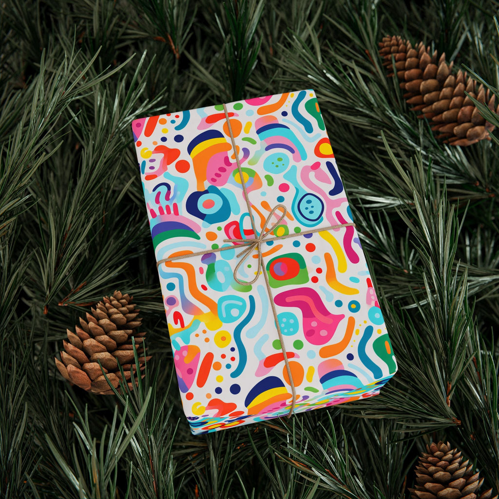 Bespattered Facade Rainbow Doodles Wrapping Paper | Three Sizes | Glossy or Matte