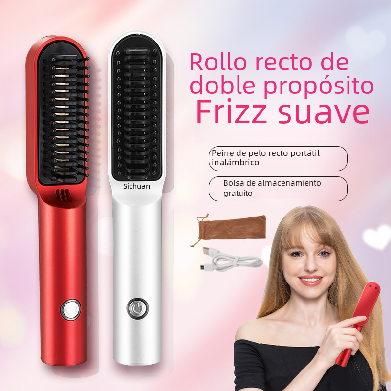 Wireless Ceramic Hair Straightener and Curler Comb