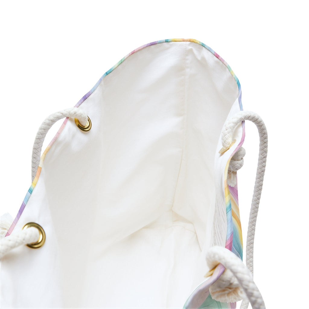 Bespattered Facade Pastel Squiggles Weekend Beach Tote Bag with Cotton Rope Handles