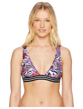Guess Womens  Butterfly Print Triangle Bikini Top, Size Large