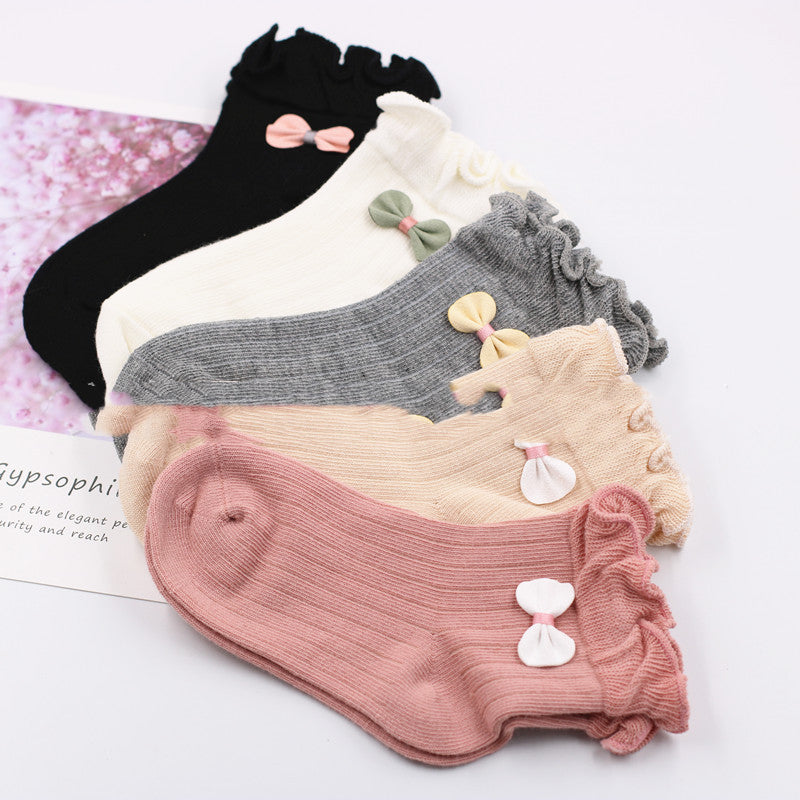Children's Princess Socks with Fungus Bow for Babies