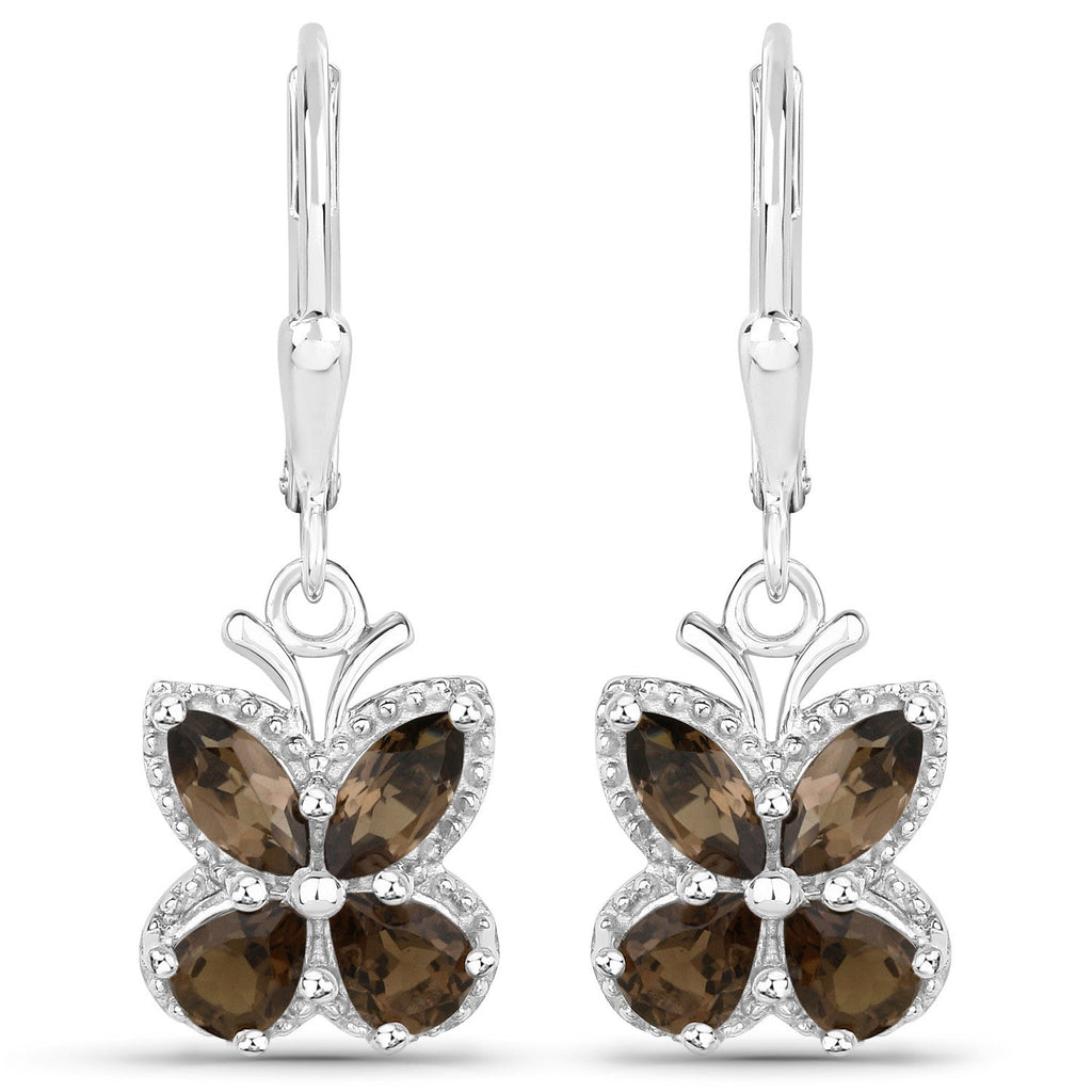 2.20 Carat Genuine Smoky Quartz .925 Sterling Silver Earrings