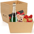 DEAYOU 10 Pack Kraft Basket With Handle 5 LB Brown Paper Basket Holder for Wine Gift DIY Food Snacks Crafts