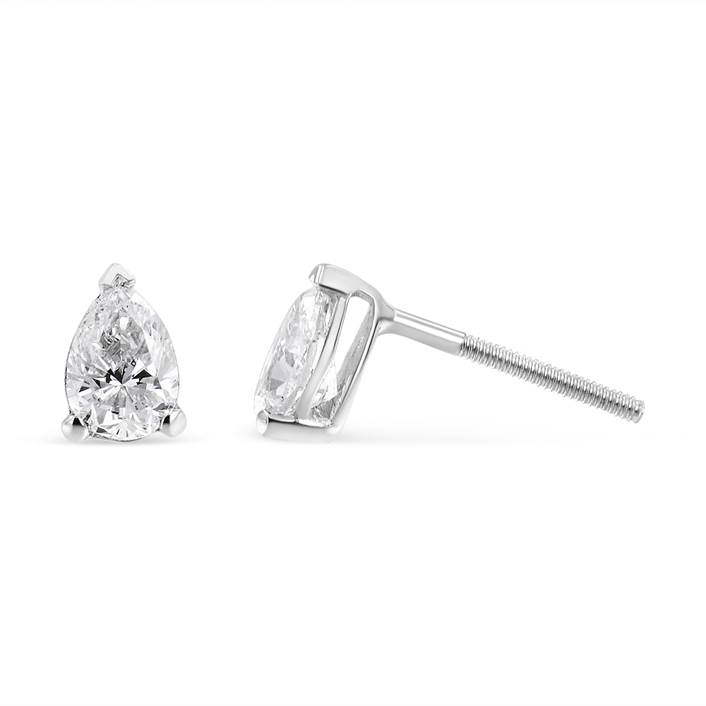 14K White Gold 1/2 Cttw Pear Shape Solitaire Lab Grown Diamond Stud Earrings (F-G Color, VS2-SI1 Clarity)