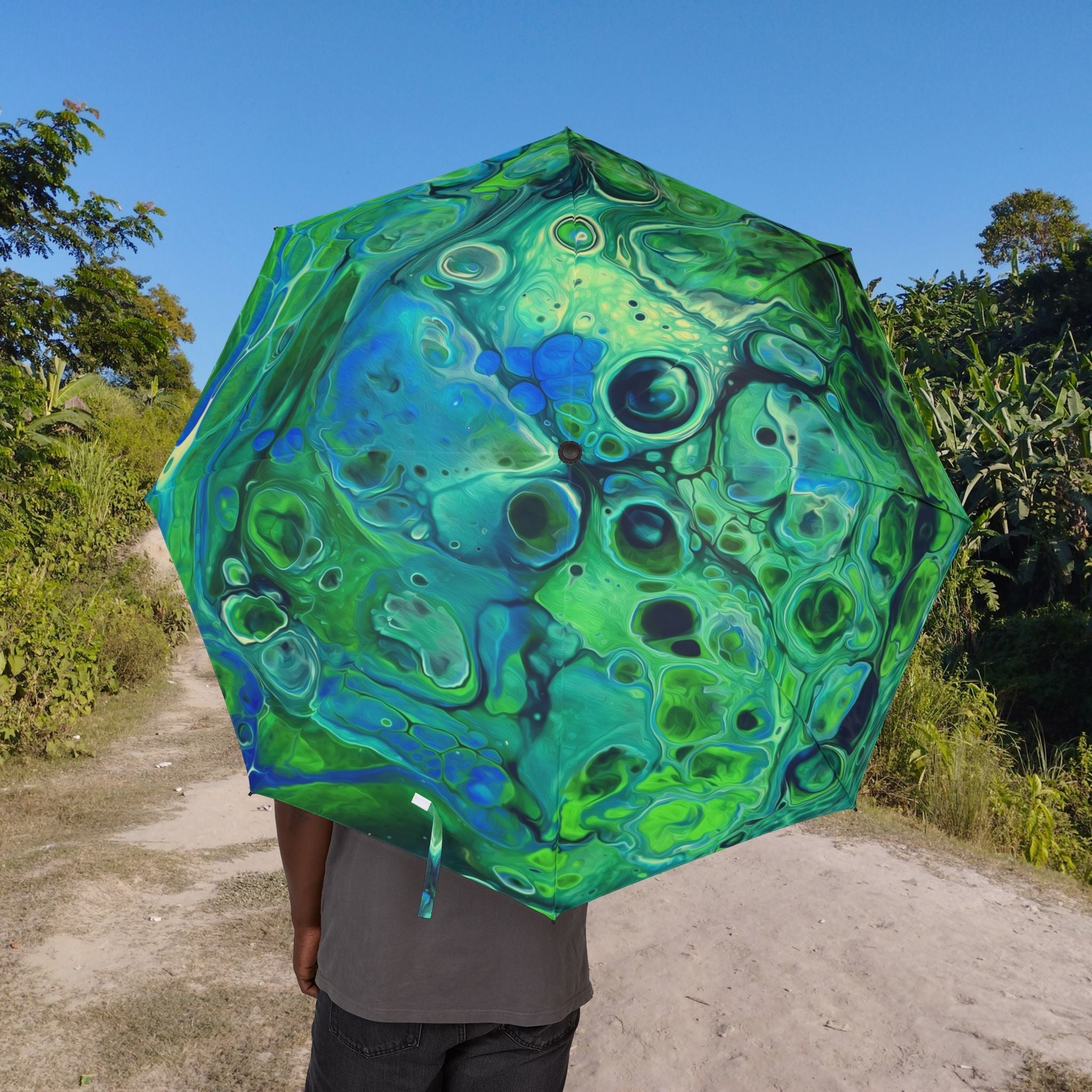 Bespattered Facade Radioactive Foldable Umbrella — Compact Semi-Automatic Rain Parasol