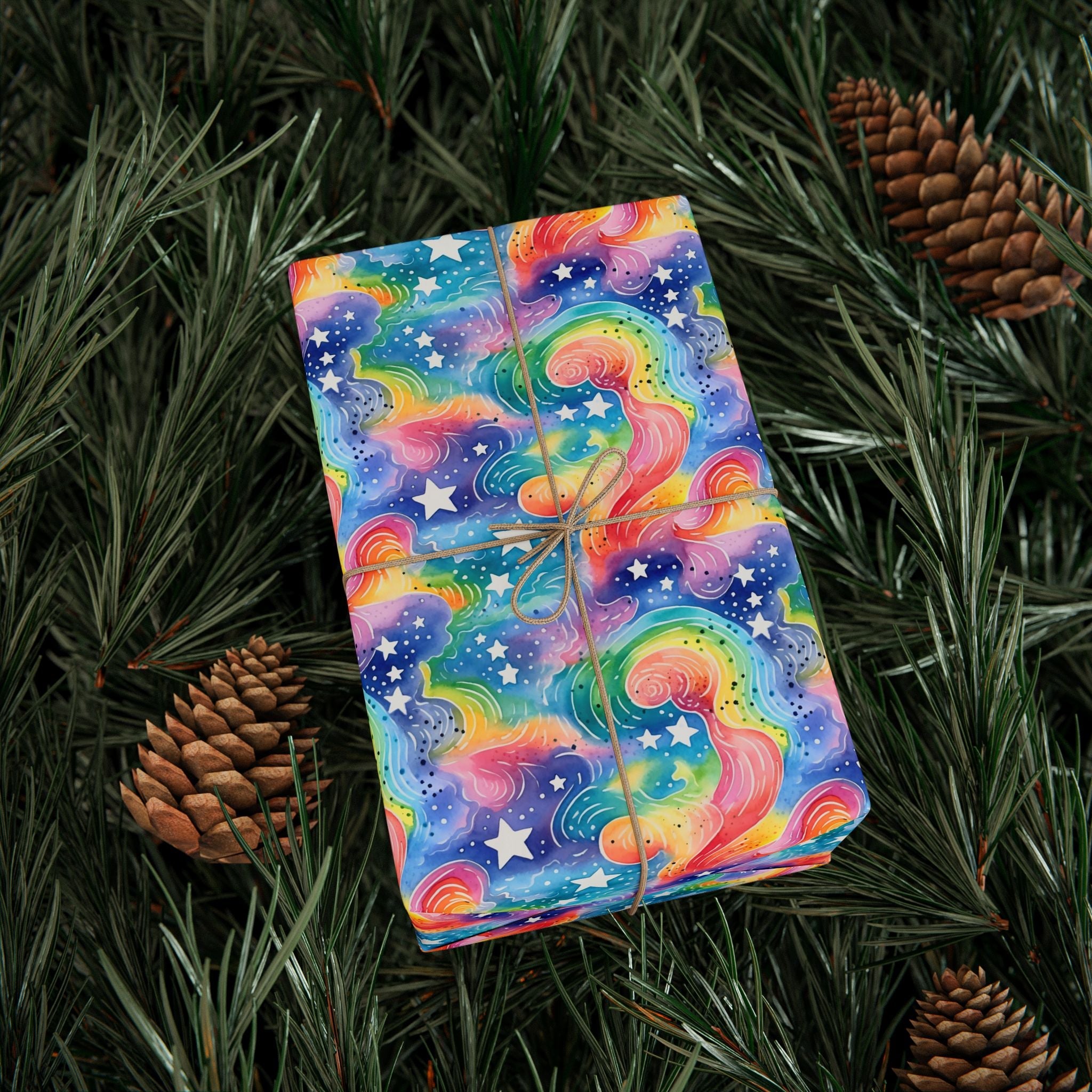 Bespattered Facade Rainbow Sky Wrapping Paper | Three Sizes | Glossy or Matte